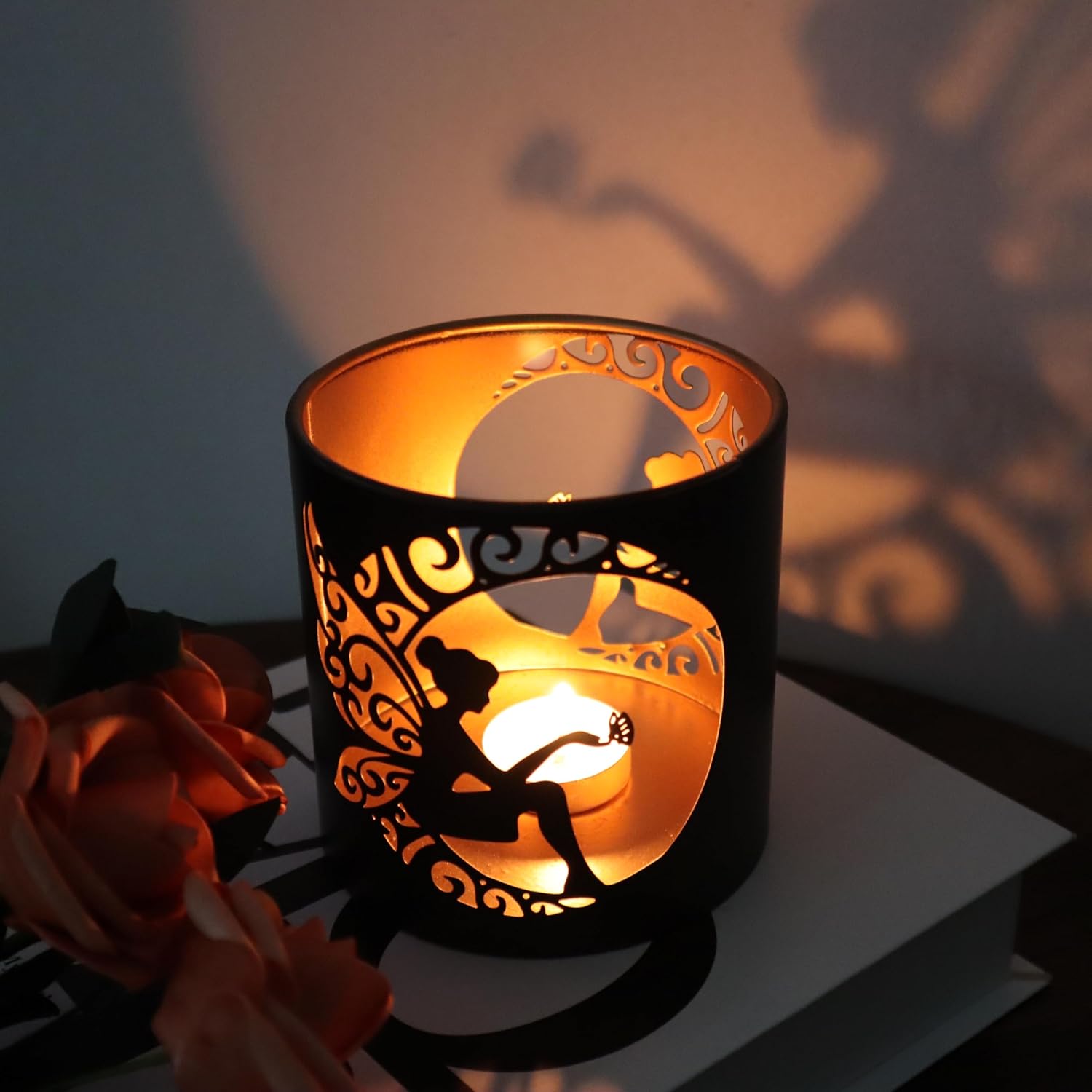 2 Pack Tealight Candle Holder, Candle Holder with Fairy Pattern, Romantic Mosaic Tea Light Holder Cup for Table Centerpieces, Christmas, Birthday Party, Home Decor