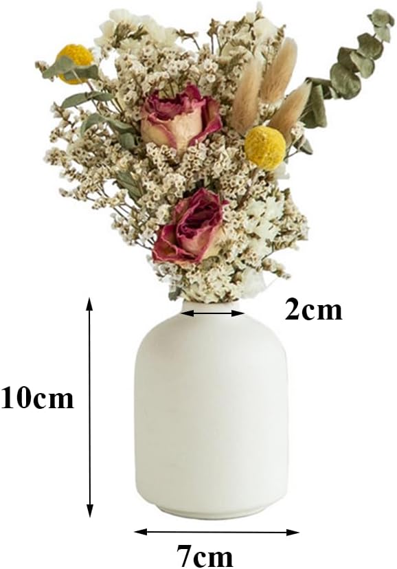 10CM Small Ceramic Bud Vase Mini Decorative Flower Vase Flower Arrangement Containers for Shelf Decor Wedding Dinner Table Party Living Room Office(White)