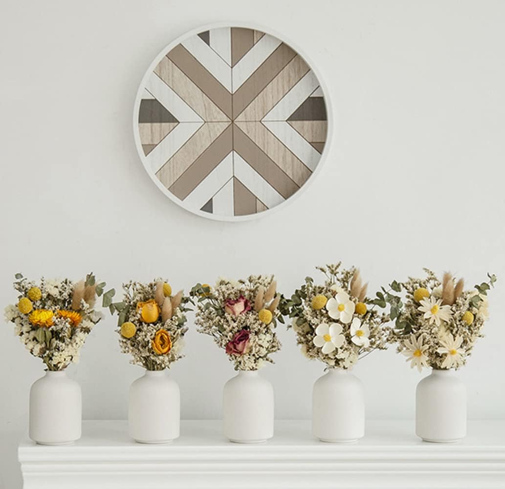 10CM Small Ceramic Bud Vase Mini Decorative Flower Vase Flower Arrangement Containers for Shelf Decor Wedding Dinner Table Party Living Room Office(White)