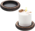 2 Pcs Vintage Wooden Pillar Candles Tray Rustic Wooden Candle Holder Small Decorative Tray for Coffee Table Living Room Farmhouse Decor Christmas Decor (3 Inch)