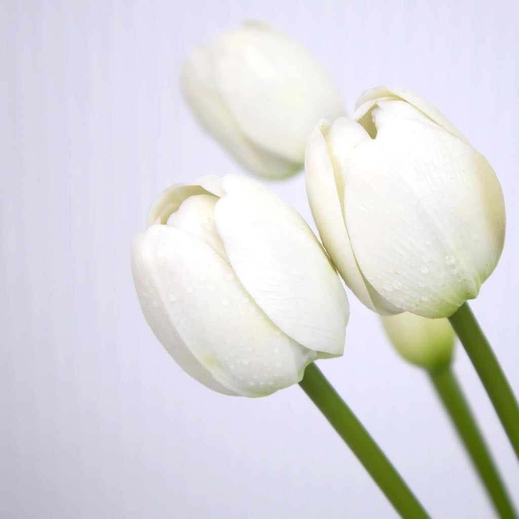 10 Pack Real Touch Tulips Artificial Flowers, 15.7 Inch Bendable Latex Tulips - No Maintenance Faux Flowers for Vase, Home Decor, Wedding Centerpiece (Purple)