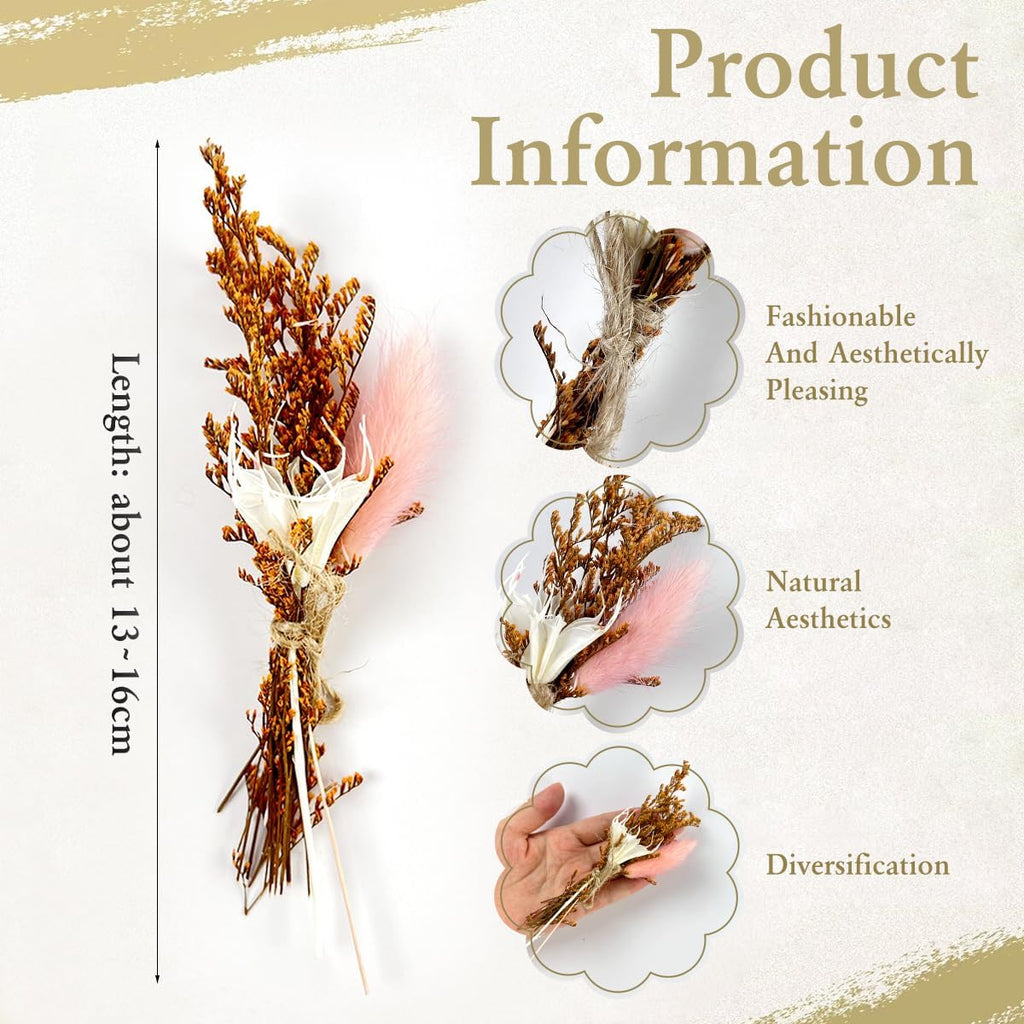 10Pcs Mini Dried Flowers Bouquet, Boho Mixed Natural Dried Flowers, Mini Wedding Handmade Dry Flowers Decor for Wedding Photo Frame Gift Box Home Vase Decorations DIY (White Series)