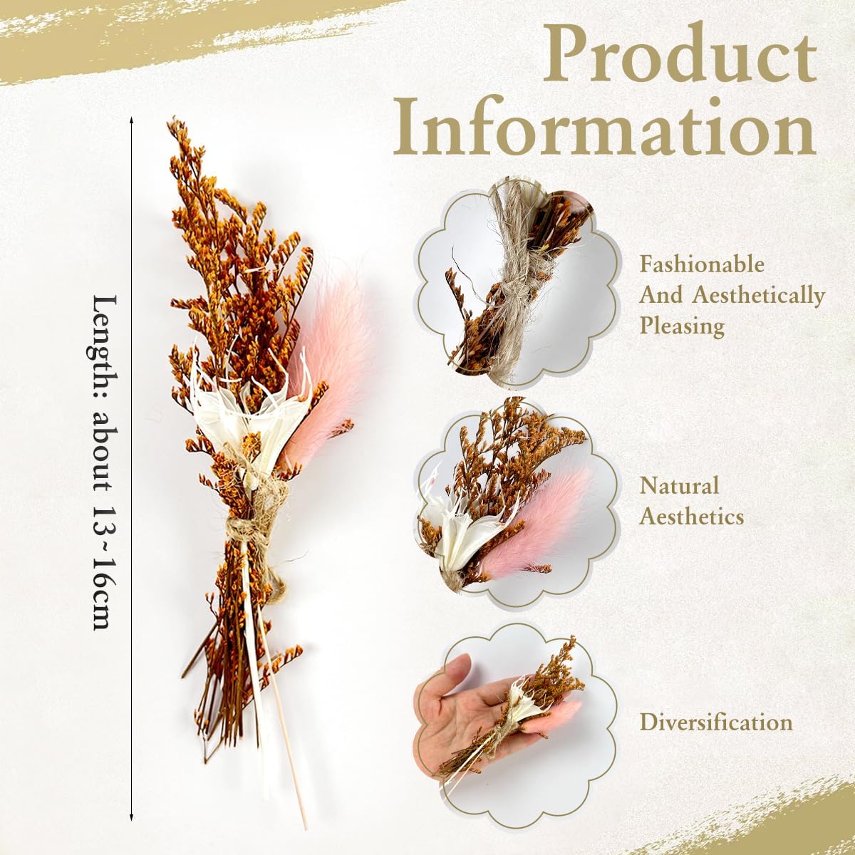 10Pcs Mini Dried Flowers Bouquet, Boho Mixed Natural Dried Flowers, Mini Wedding Handmade Dry Flowers Decor for Wedding Photo Frame Gift Box Home Vase Decorations DIY (White Series)